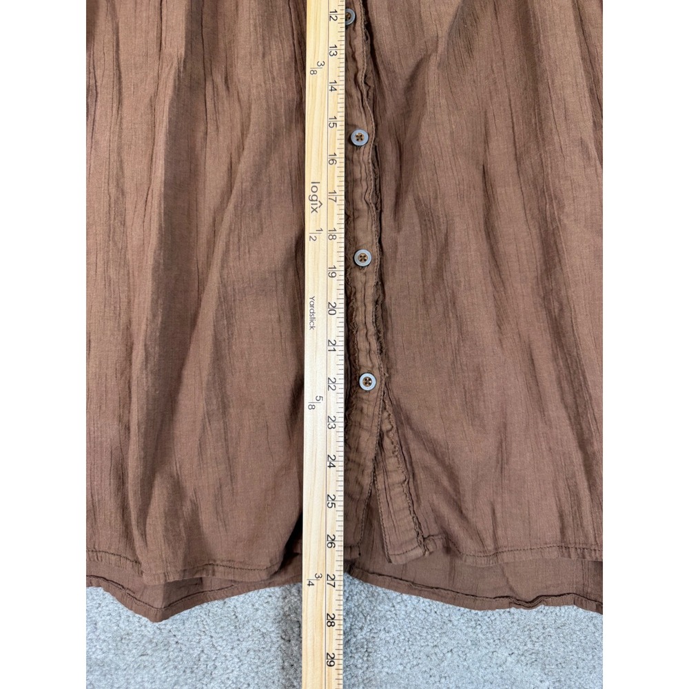 SOLD/We The Free Free People Brown Cotton Gauze Short Sleeve Button Down Shirt - Picture 5 of 7